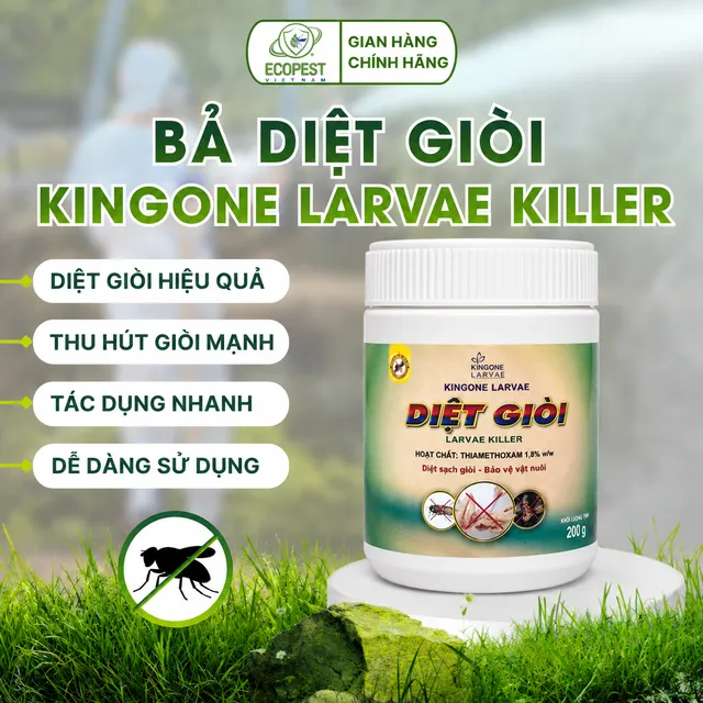 Hũ Kingone Larvae Killer trên ảnh công bố